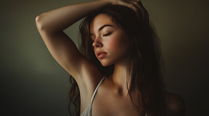 Beauty portraits of female in ultra-realistic commercial photo style.