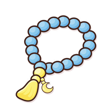 Tasbeeh beeds. prayer beeds vector. islamic prayer beeds cartoon illustration. ramadan elements. ramadan doodle illustration