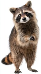 Fototapeta premium Adorable raccoon standing with curious expression.