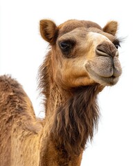 Obraz premium A close-up of a friendly camel with expressive eyes.