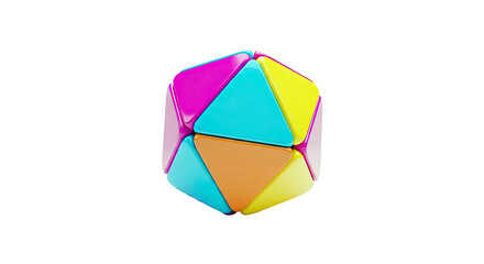 Abstract 3D geometric shape with vibrant triangle facets