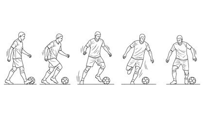 Obraz premium Sequence of soccer player movements and techniques during a game