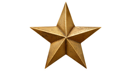 Obraz premium Rustic gold star with texture and sharp pointed design on white background