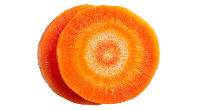 Close-up of freshly sliced vibrant orange carrot with detailed texture