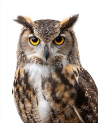 Obraz premium Striking owl with piercing yellow eyes.