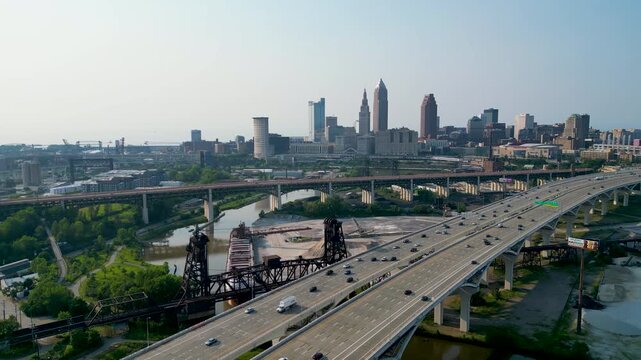 Approaching the city skyline in Cleveland, OH