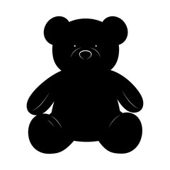 Obraz premium Black Teddy Bear Silhouette Icon: Cute Toy, Isolated, Minimalist Design