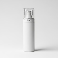 Elegant white pump bottle with minimalist design on a neutral background