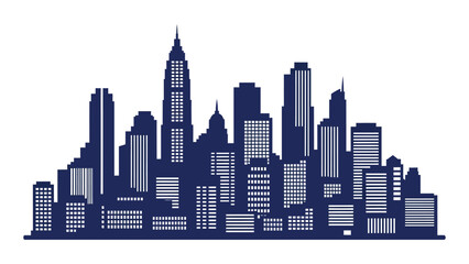 A city skyline with tall buildings isolated on white background, Vector © Rian