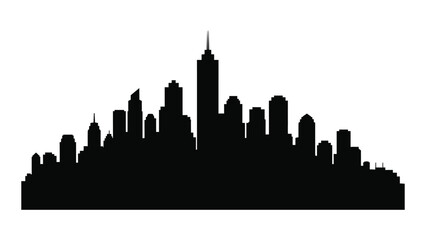 Obraz premium A black silhouette of a city skyline at dusk isolated on white background, Vector