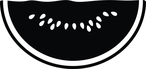 Obraz premium Black and white illustration of a watermelon slice