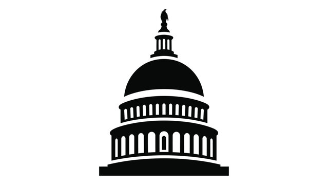 Icon of the united states capitol building isolated on white background, Vector