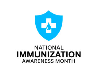 Obraz premium National immunization awareness month logo with shield and medical symbols
