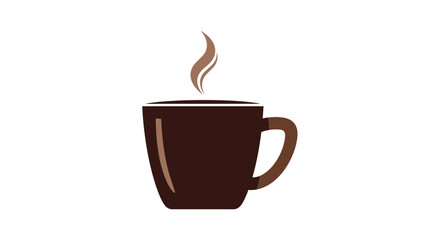Obraz premium A simple illustration of a dark brown coffee cup with rising steam