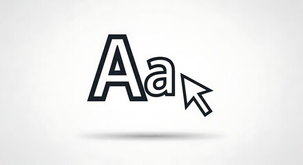 A computer cursor points to stylized letters