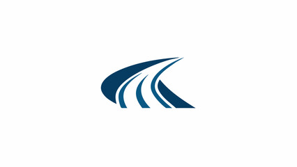 Abstract wave logo for freight and delivery company symbolizing speed and efficiency in transportation and logistics services with blue curved lines on white background