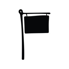 Obraz premium A simplistic black and white illustration of a blank sign post