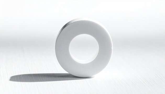 White Rubber Washer on White Background.