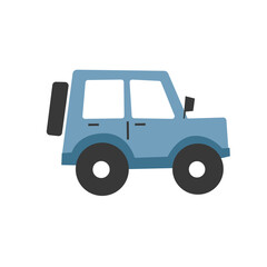 Fototapeta premium Cute compact car illustration in soft blue tone minimal