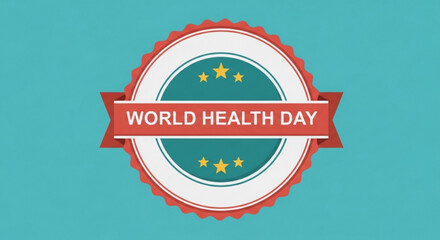 World health day logo with stars on blue background symbolizing global health awareness and wellness