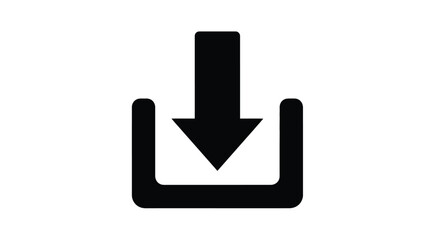 Fototapeta premium Simple black download arrow icon on a white background