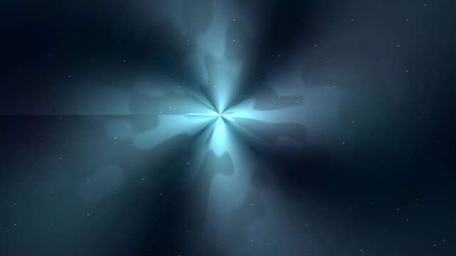 Glowing blue light effect. Shining beam center. Dark background. Light rays texture. Abstract radiant burst. Vector illustration element.