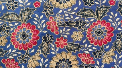 Background with typical Indonesian floral batik motif © AriefRachman