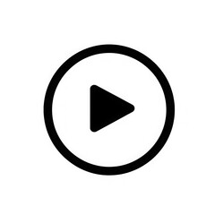 A sleek, minimalist black play button icon symbolizing media control, isolated on transparent background