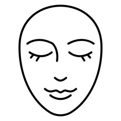 Peaceful woman face line art icon
