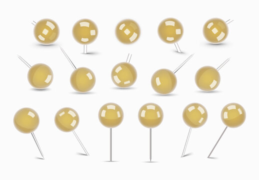 Map Pin Icons Set, Location Marker Vector Clipart & Navigation Symbols in Gold