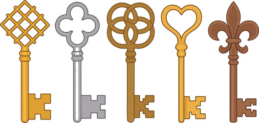 Vintage Skeleton Key Collection  Ornate Antique Metal Keys © MSTZOWRON