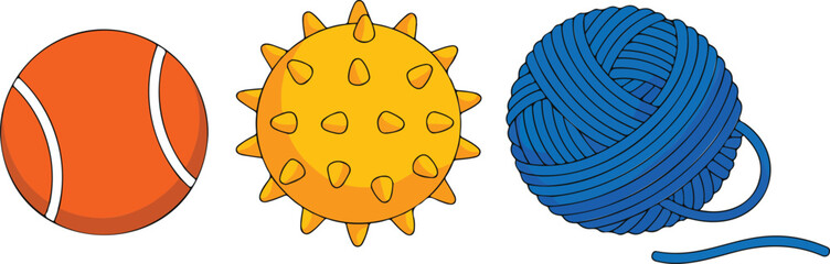 Cartoon Sports and Yarn Ball Vector Set  Colorful Isolated Icons © MSTZOWRON