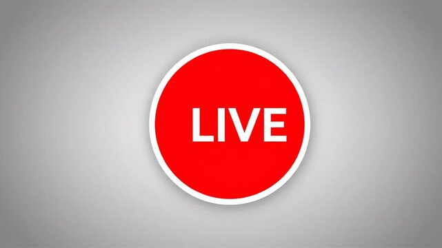 Red simple live streaming icon for digital broadcasting