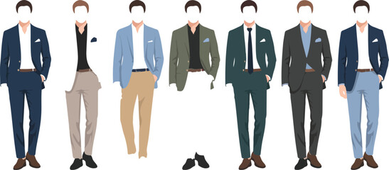 Trendy Professional Men Vector Set  Formal and Smart Casual Outfits © MSTZOWRON