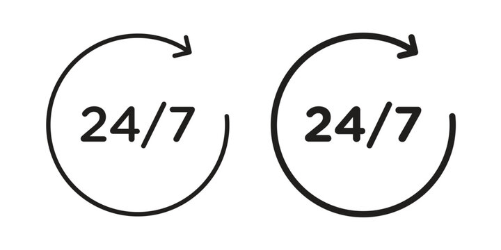 24 7 icon vector logo design element. Vector emblem template.