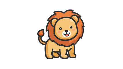 Fototapeta premium Adorable chibi lion cub illustration with a simple mane, perfect for children's books and cute designs
