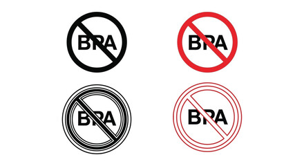 Essential vector graphic design elements featuring no BPA and BPA-free symbols for product packaging and safety.