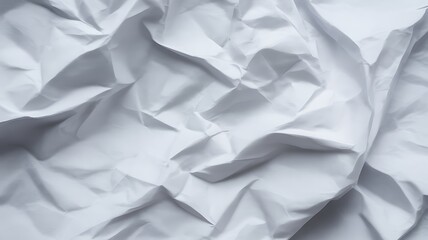 White wrinkled paper, detailed textile surface, soft light and shadow on crumpled sheet