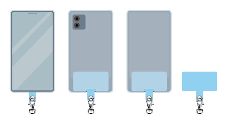 スマートフォンの背面と前面のセット ストラップホルダー付き © ma_sa