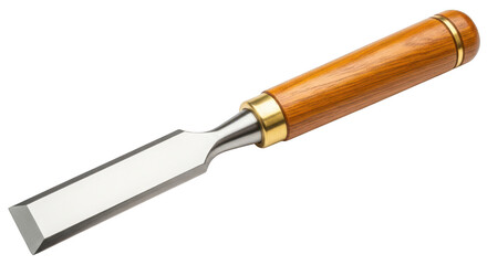 Fototapeta premium Wooden handled chisel tool on isolated transparent background