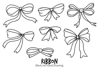 Vector illustration set of decorative red bows and ribbon elements for Christmas holiday gift decoration and birthday celebration patterns