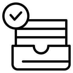 Wallet icon. outline icon for credit card approval or successful transaction.