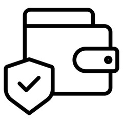 Wallet icon. a wallet-shaped icon combined with a shield.