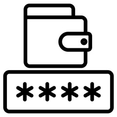 Wallet icon. an icon that represents the concept of financial security or password protection for digital wallets.
