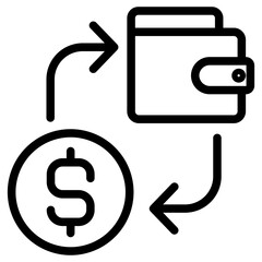 Wallet icon. wallet with dollar coins.