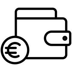 Wallet icon. wallet with euro money.