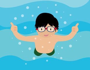 cartoon boy swimming pool body water childhood summer swimmer