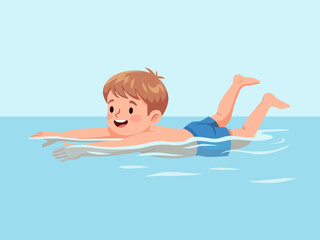cartoon boy swimming pool body water childhood summer swimmer