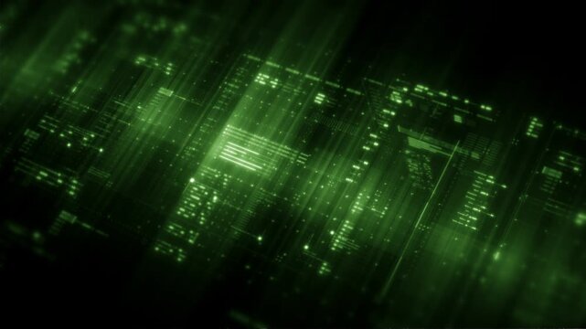 Futuristic digital data network with glowing cyber interface grids and dynamic light streams representing artificial intelligence, cybersecurity, fintech systems, blockchain infrastructure, and cloud 