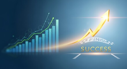 A prominent finish line marks "Success" with an upward trending arrow.